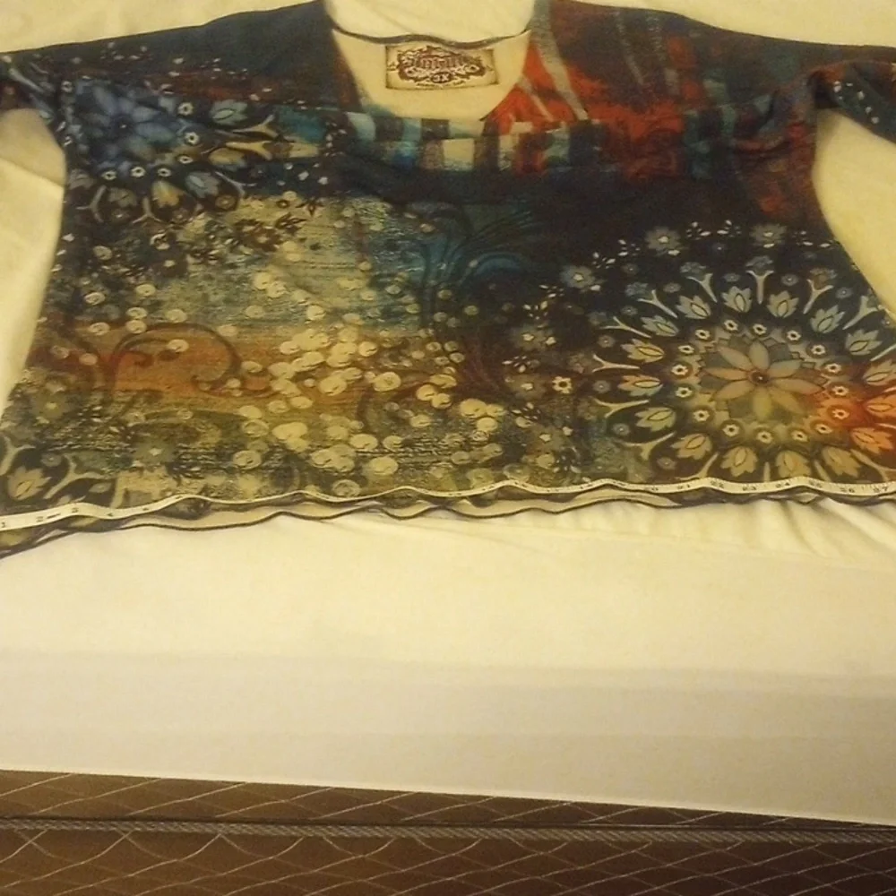 Amma Women's Tunic Top 3X, Abstract Art Made In LA Blouse 29 wide long 27 - Picture 13 of 14